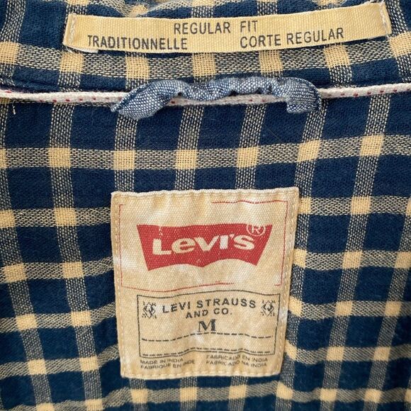 Vintage Levi's Blue Cream Gaze Button Down Shirt Regular Fit Medium Casual - Picture 14 of 14